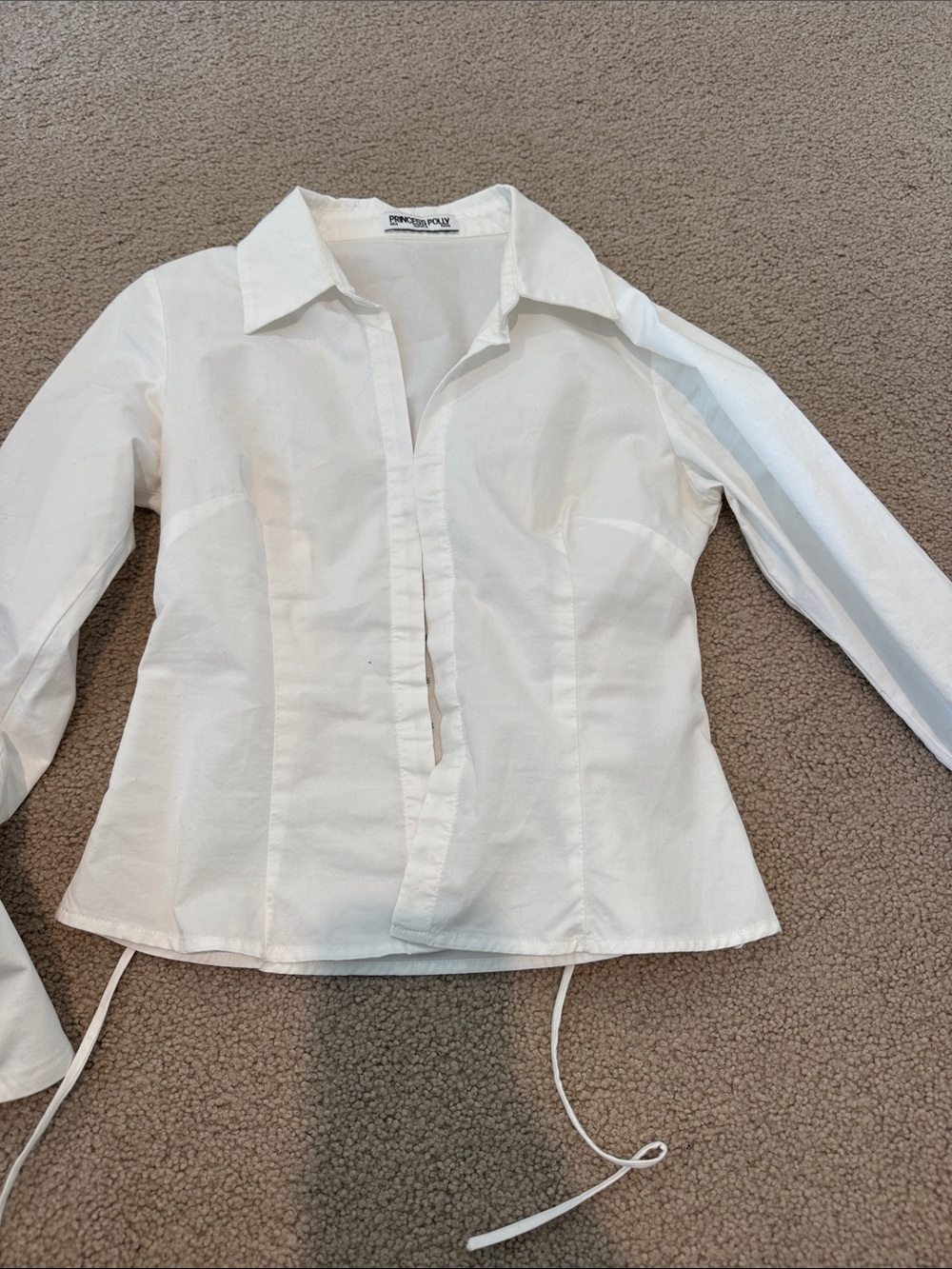 Princess Polly White Long Sleeve Button-Front Top